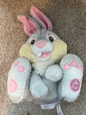 Disney Store Bambi Thumper Plush 14” Gray Bunny Rabbit Stuffed Animal